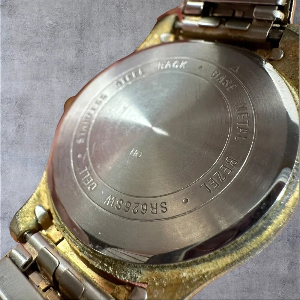 Acqua Quartz Watch Gold Tone Date Japan Stretch‎ Band SR626SW